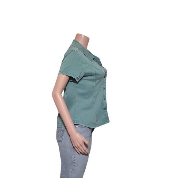 Pulp women's aqua button-down short sleeve casual top M - Picture 3 of 7